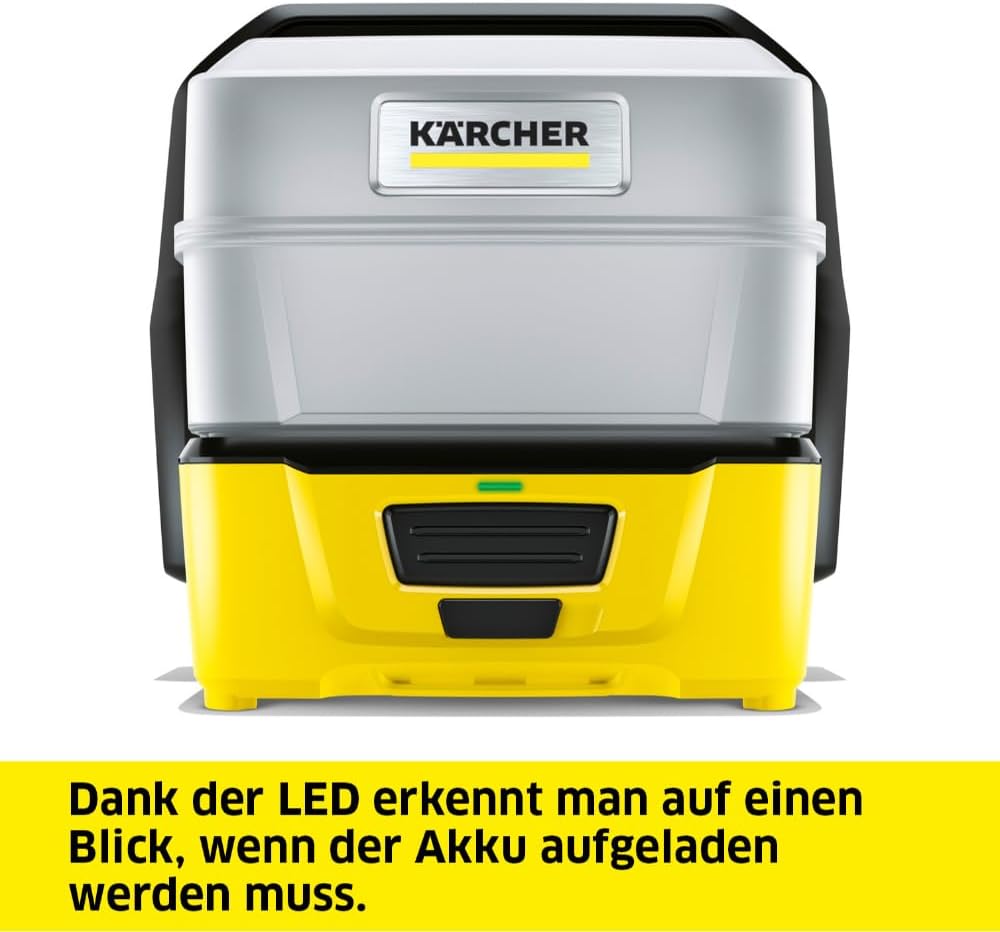 Kärcher Mobile Outdoor Cleaner OC 3 Plus, Fördermenge: 2 l/min, Gewicht: 2,3 kg, Wassertank: 7 l, Lithium-Ionen-Akku, Spiralschlauch, Gerätefilter, Abnehmbarer Wassertank, schonender Niederdruck