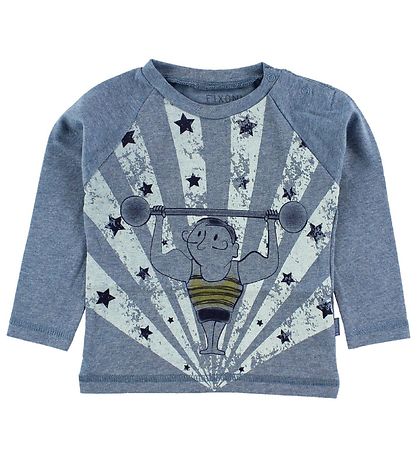 Fixoni Pullover - Blaumeliert meliert m. Gewichtheber