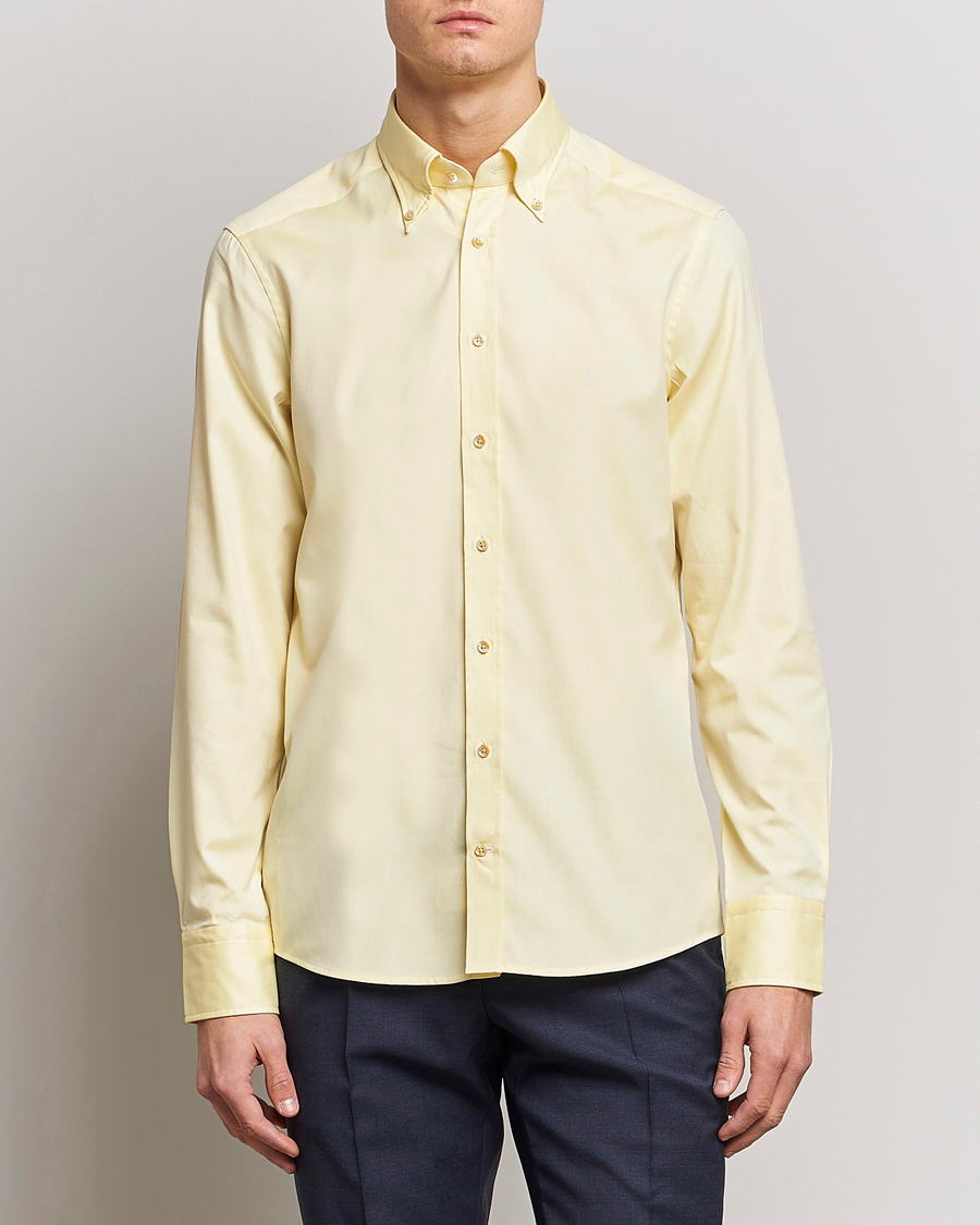 Stenströms Slimline Button Down Pinpoint Oxford Shirt Yellow