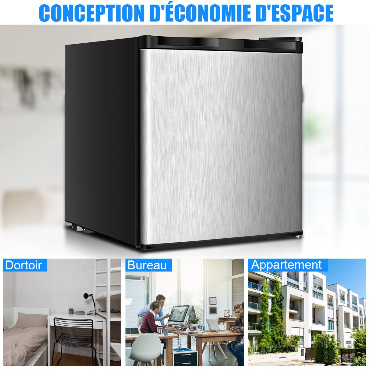 Mini Congélateur Vertical Capacité 31,1 L Porte Réversible en Acier Inoxydable Contrôle Mécanique Température Réglable - Lidl-Manfred