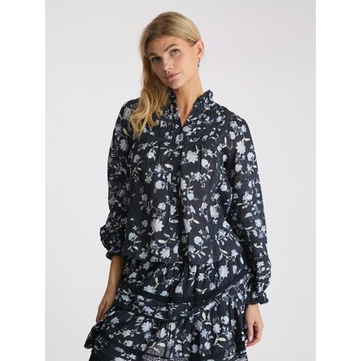 Neo Noir Lyla Night Flower Bluse, Navy, 42