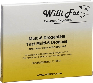 Willi Fox Drogentest Multi 6 Drogen Urin, 2 Stück