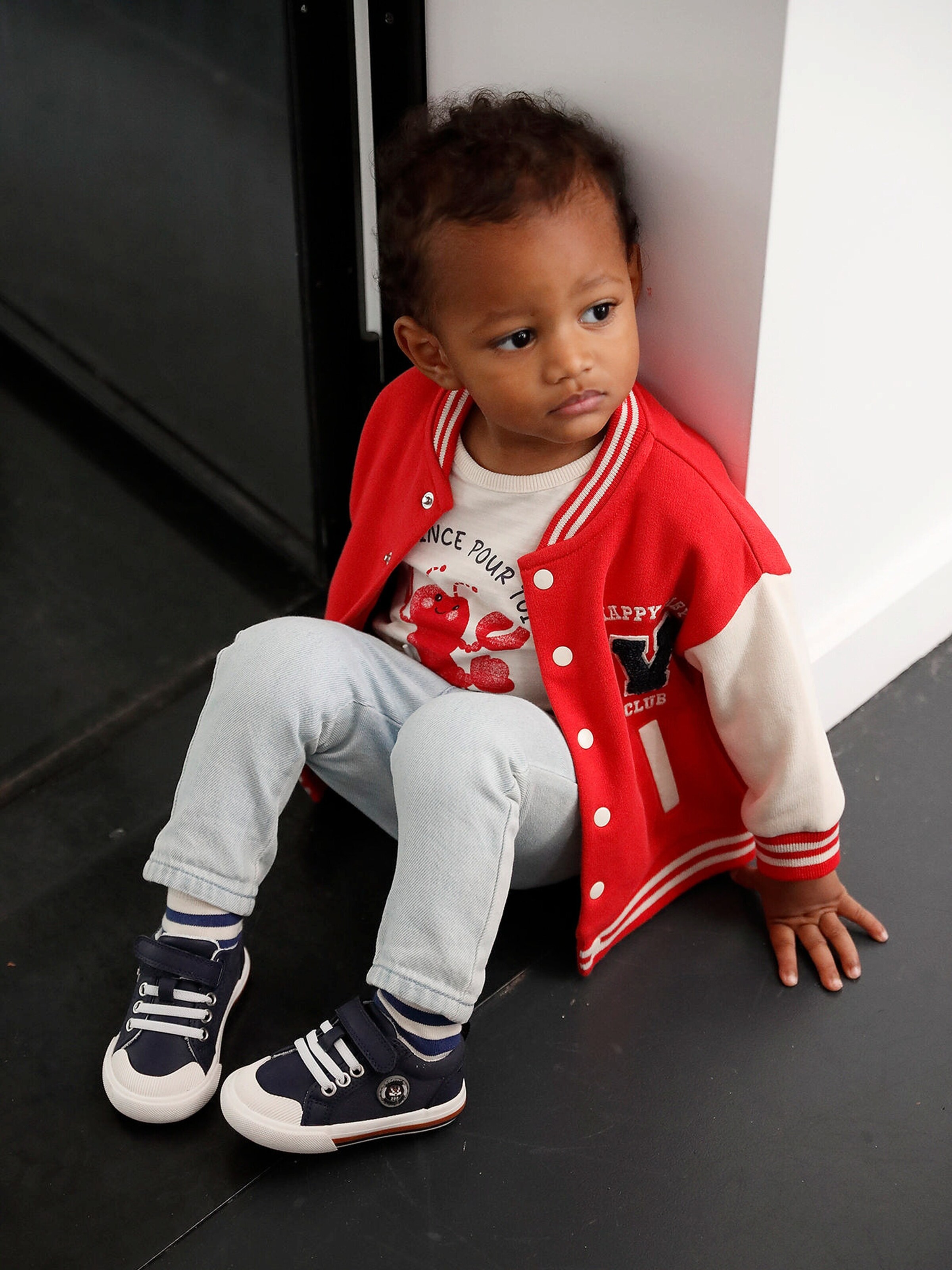 Vertbaudet Baby Sweatjacke im College-Style mit Recycling-Polyester rot