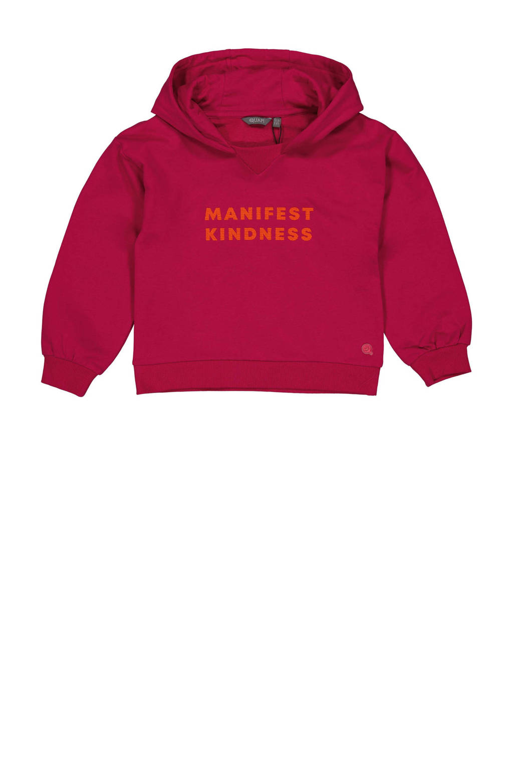 Quapi hoodie DIANNE met tekst donkerroze/oranje
