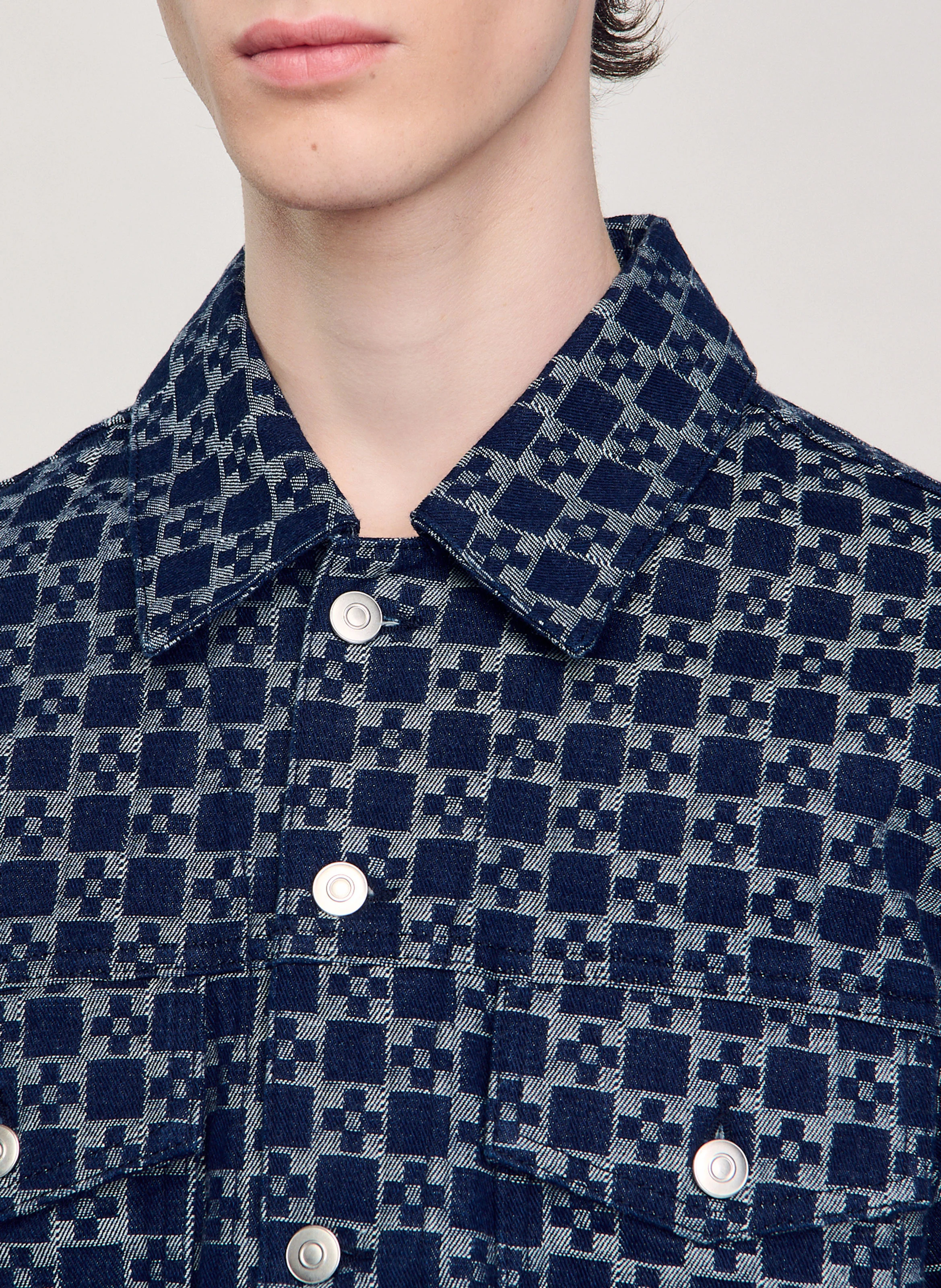 Veste col classique en coton | Bleu