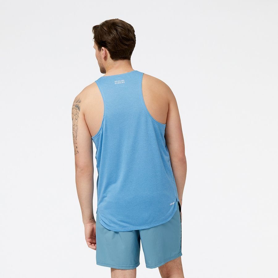 New Balance Débardeur Graphic Impact Run Singlet - Bleu