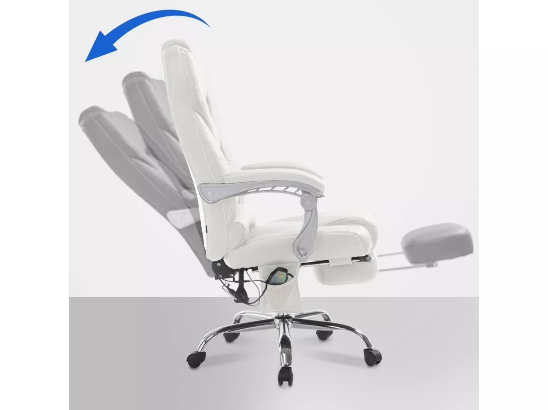 Chaise de bureau - Similicuir & Métal chromé - Blanc - Pacific