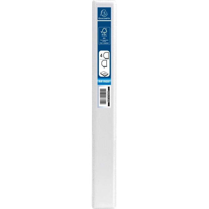 Classeur 4 anneaux cartonné Exacompta Kreacover® personnalisable A4 maxi - Dos 3,8 cm blanc