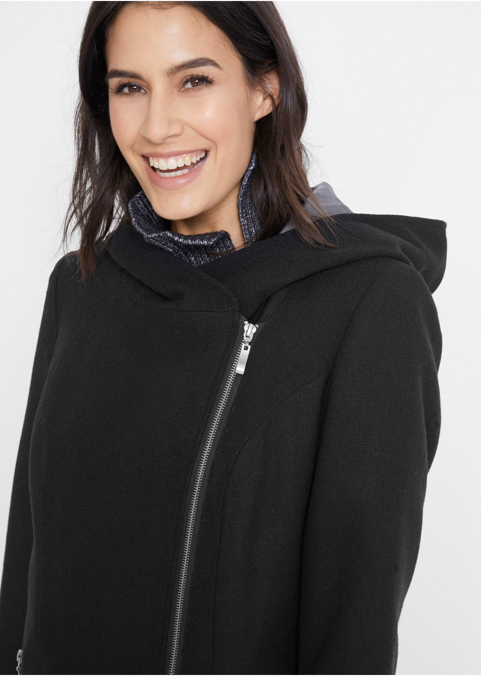 Veste longue avec zip asymétrique