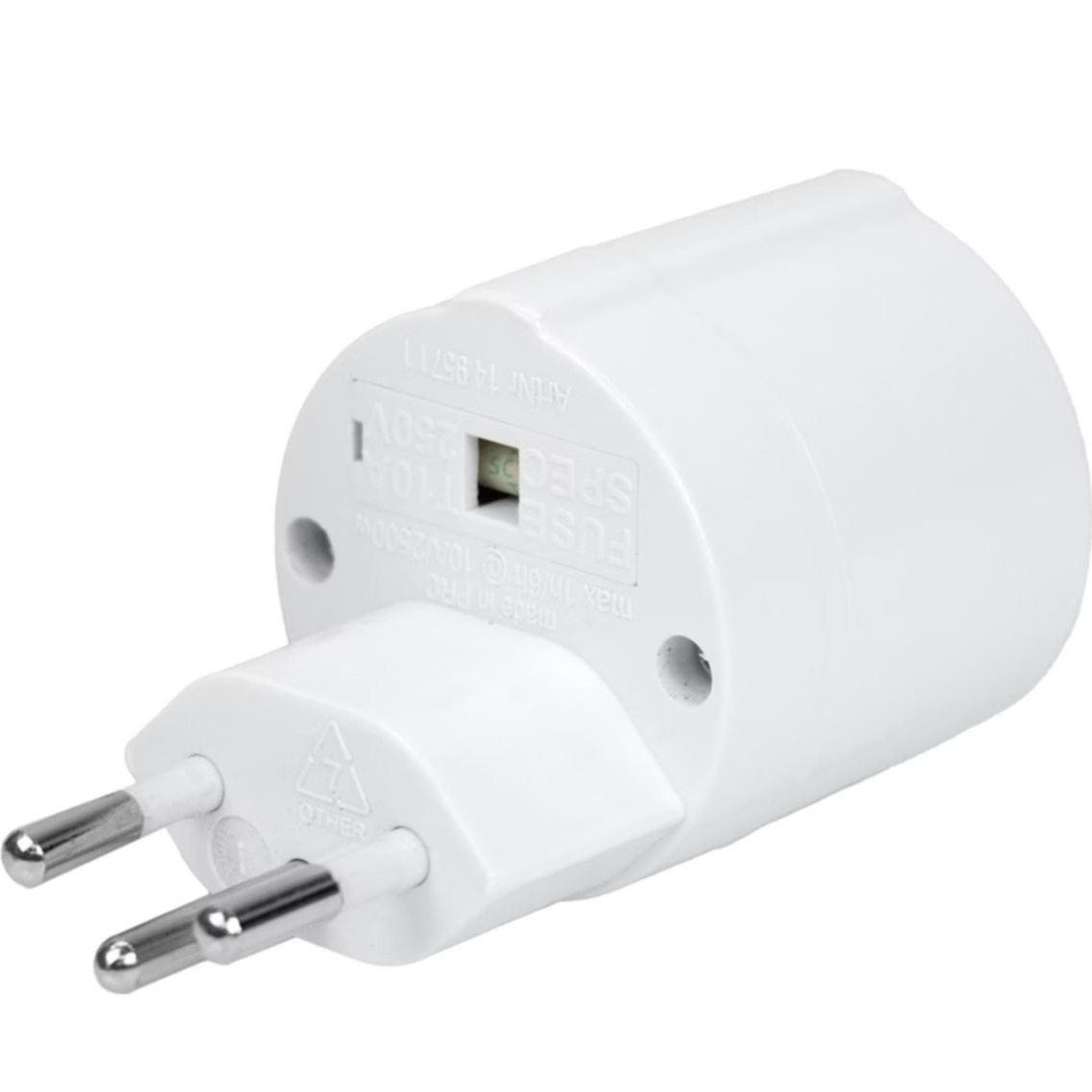 Europa zu Schweiz 3-poliger dezentral Reiseadapter Schuko Typ A/C/E/F auf Typ 12 (1409571 1) - Weiss