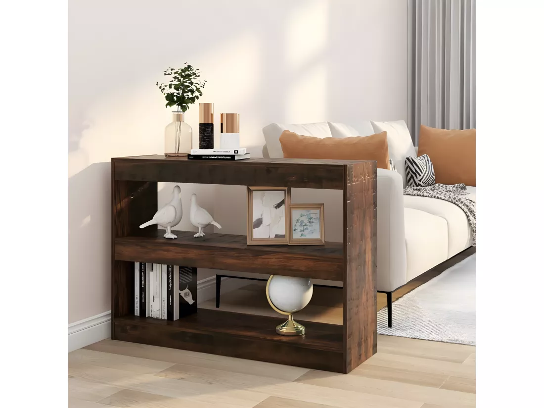 Bibliothèque/Séparateur de pièce Chêne fumé 100x30x72 cm