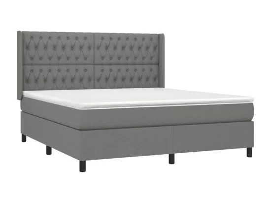 Sommier tapissier et matelas et LED Gris foncé 180x200 cm Tissu