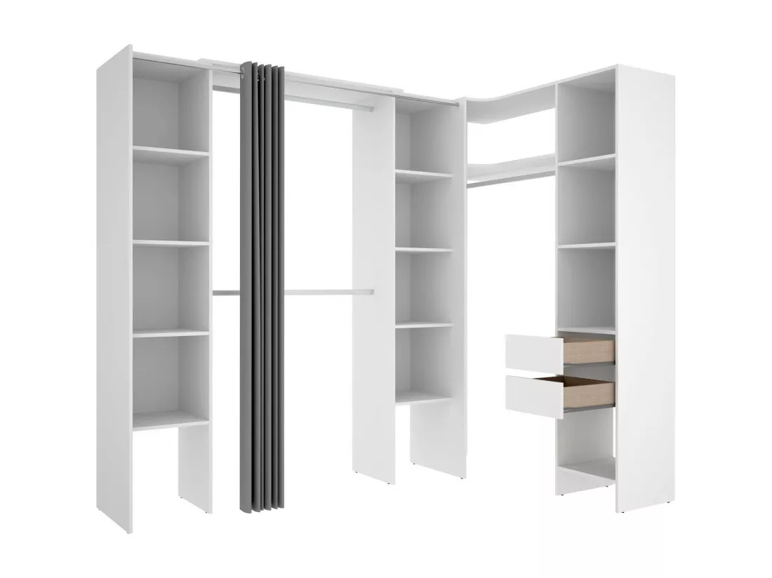 Grande Garde-robe Dmacintyr, Meubles de chambre, Penderie de plain-pied, Placard à vêtements, 234x141 h205 cm, Blanc