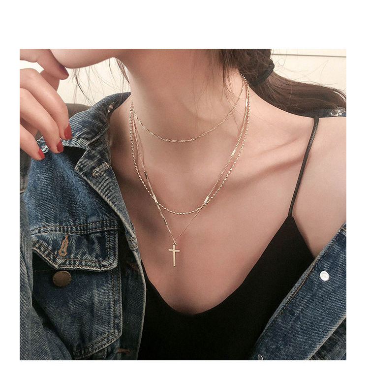 Show Mind - Kruishanger gelaagde choker ketting