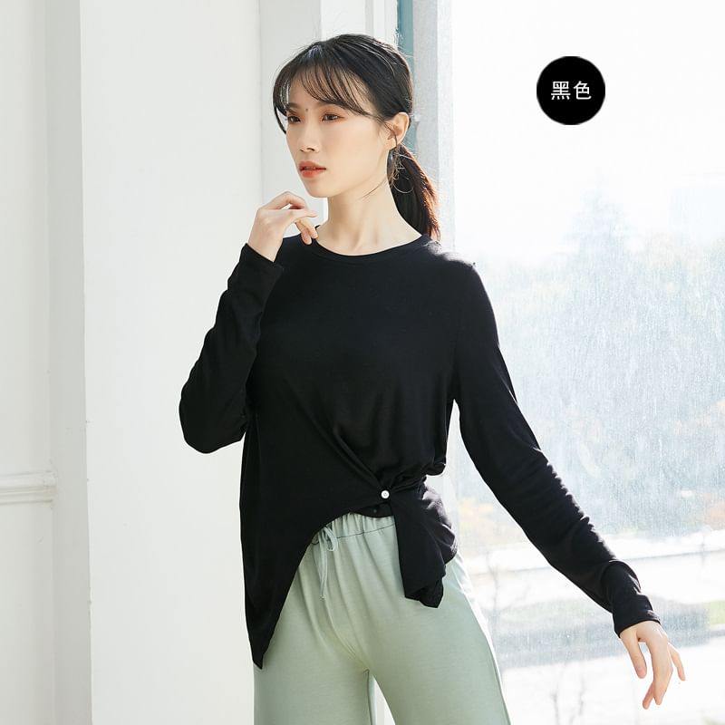 Cossita - Lange mouwen ronde hals effen asymmetrisch dans T-shirt