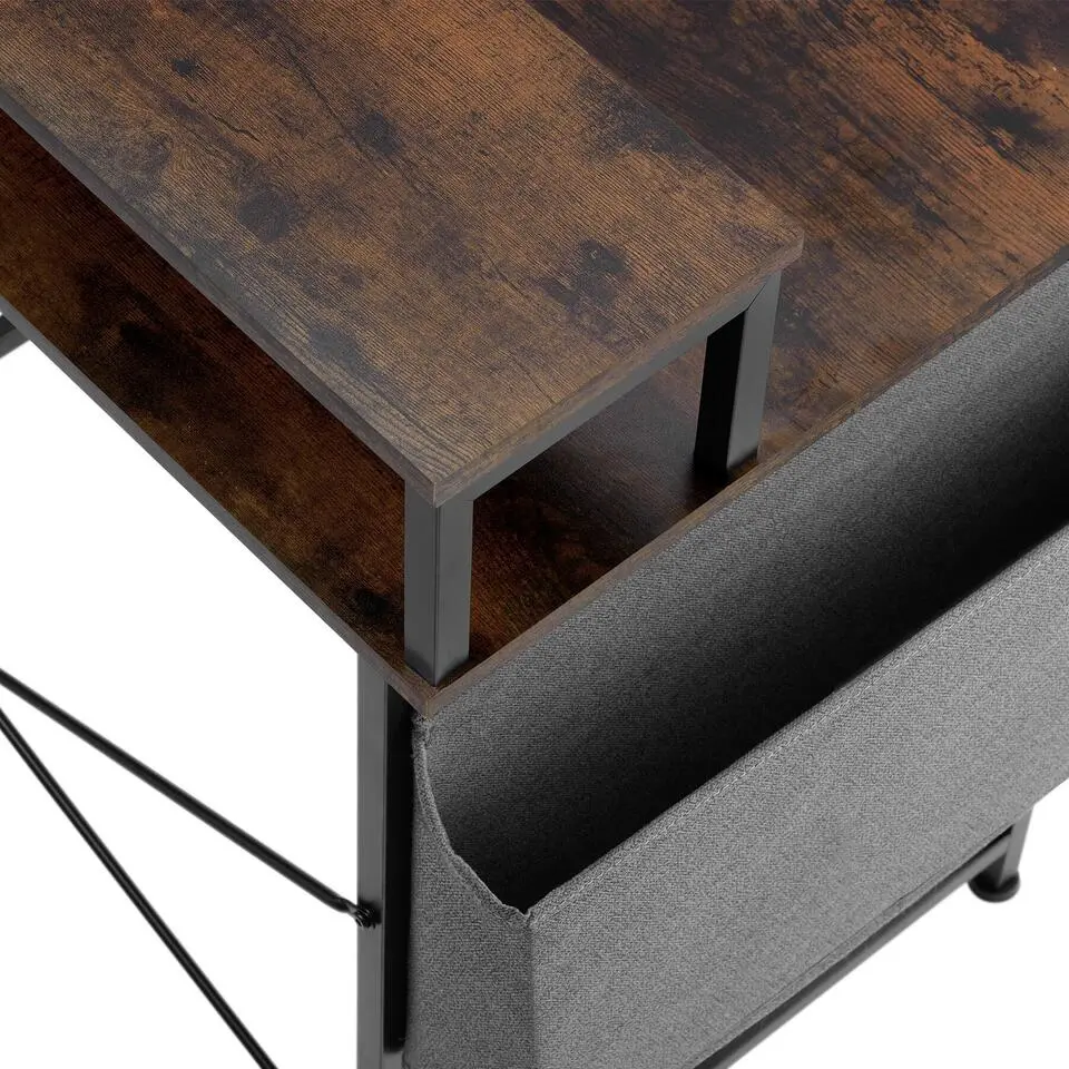 tectake Bureau met plank en organizer, Industrieel Hout Donker, Rustiek