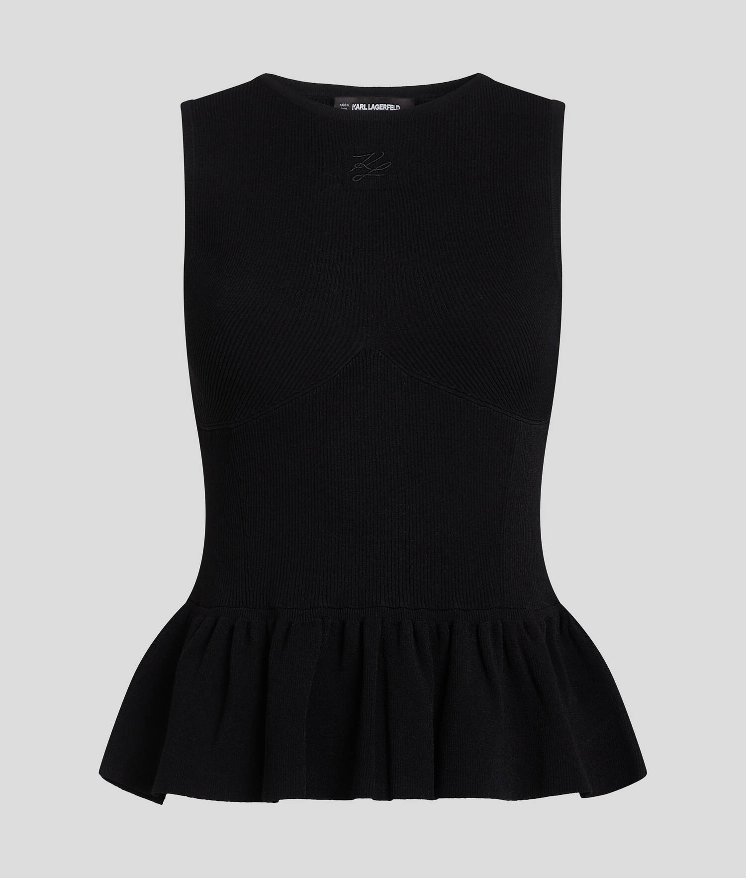 TOP TRICOT PEPLUM SANS MANCHES - Noir