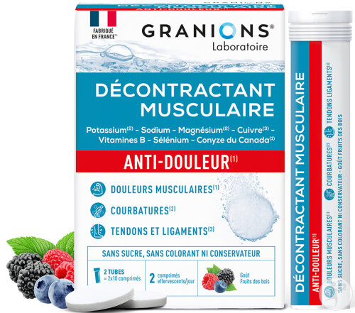 Granions Décontractant Musculaire Anti-Douleur 20 Comprimés Effervescents