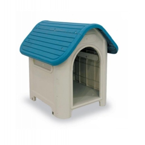 Casinha para cachorro Gaun em branco e azul.