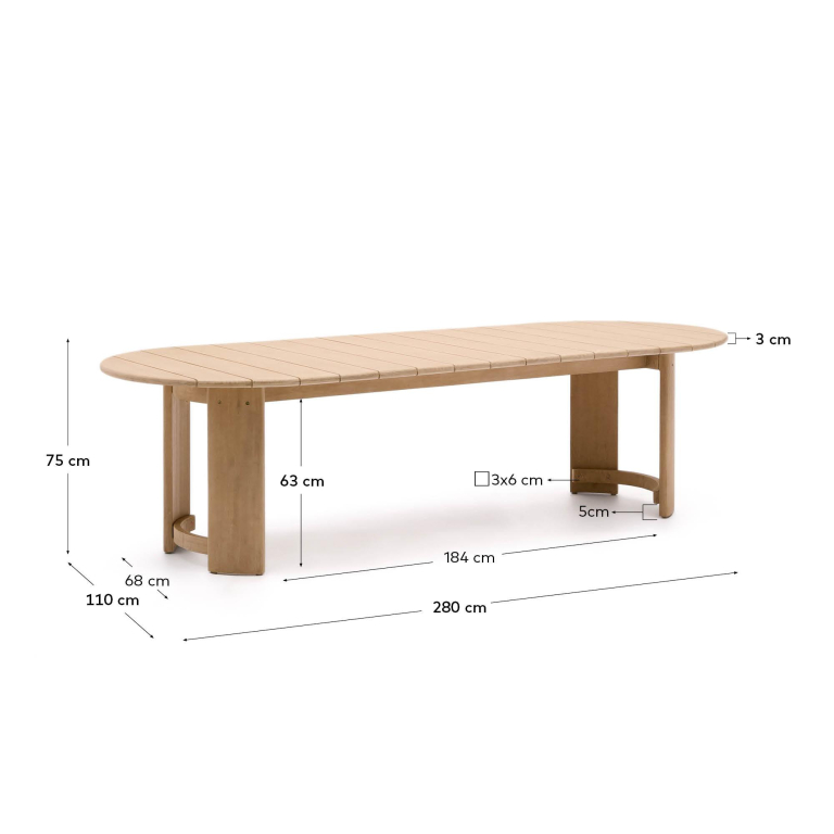 Kave Home Xoriguer tuintafel 280x110 eucalyptus
