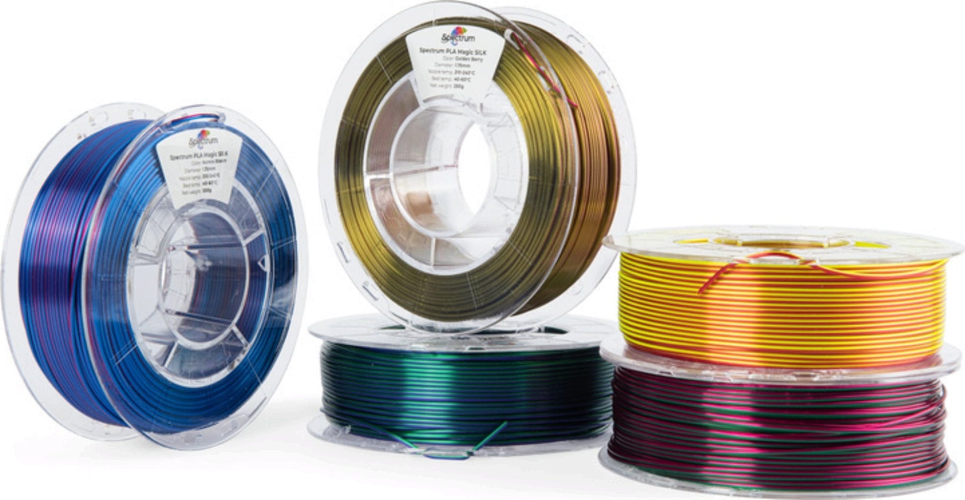 Spectrum  5er-Set PLA Magic Silk, 1,75 mm    Filamente auf ökologischen Pappspulen