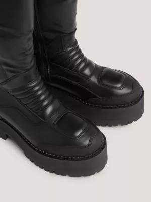 Botas de couro longas para motociclista