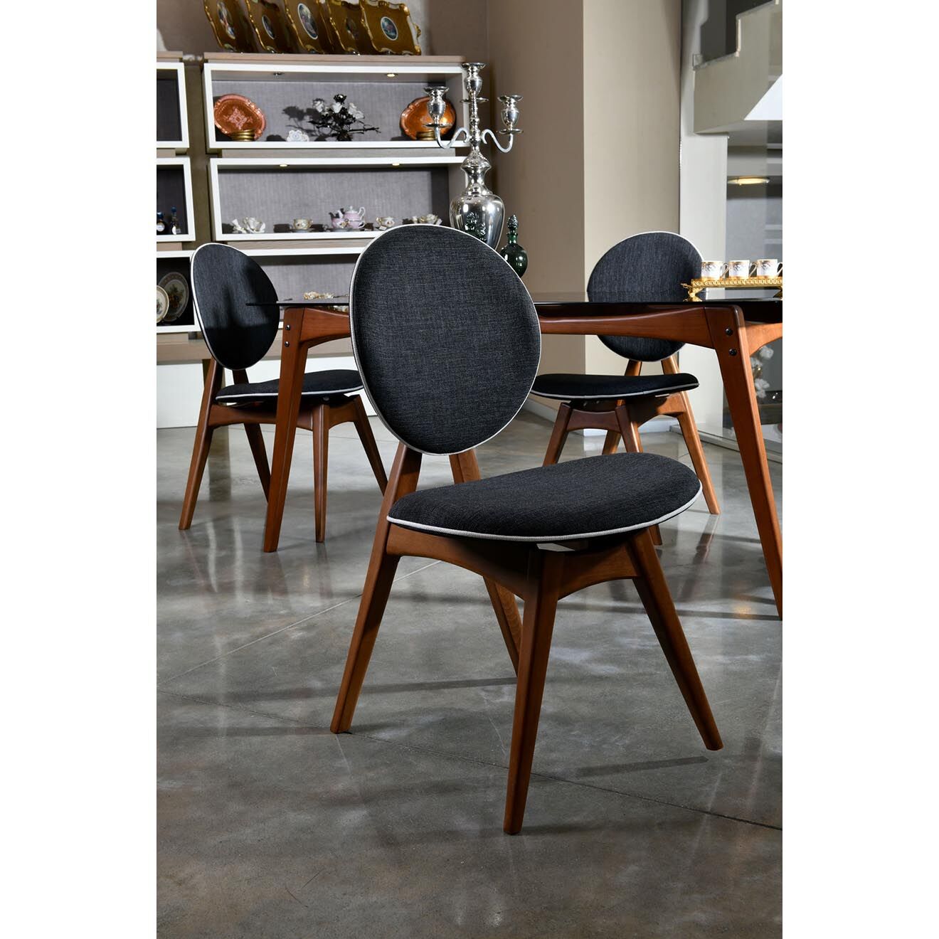 Wooden Art 2 chaises touch marron/anthracite - 54x93x55 cm