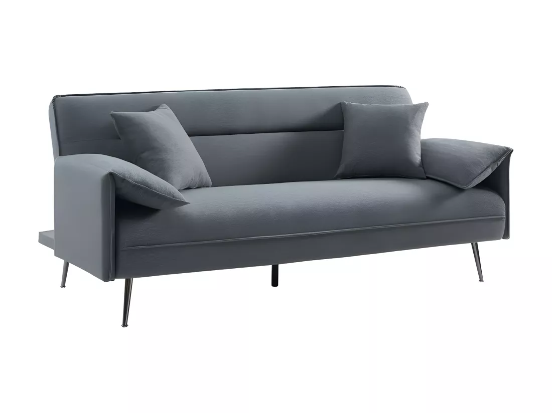 Canapé convertible en tissu noir – Collection LYLIA, dimensions 196x78x84 cm