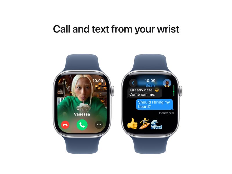 Apple Watch Series 10 46 mm Alu Silber Sport Denim M/L Eine glatte Zehn