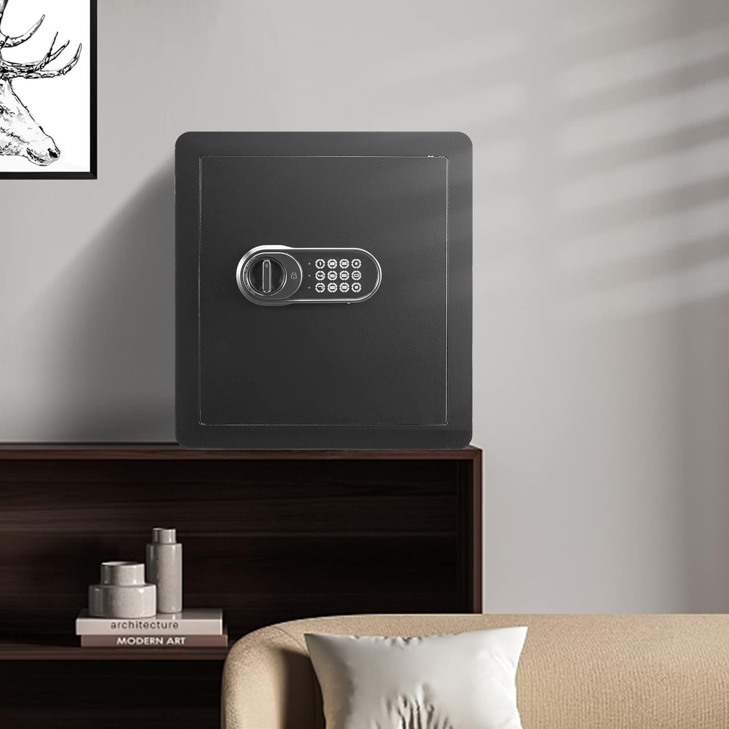 VEVOR Safe Tresor 1,8 Kubikfuß, Möbeltresor mit Feuerfester Geldtasche, Passwort & Schlüssel Digitaler Heimtresor Herausnehmbares Regal, Innenschrank, Wandtresor für Bargeld, Schmuck, Dokumente usw.