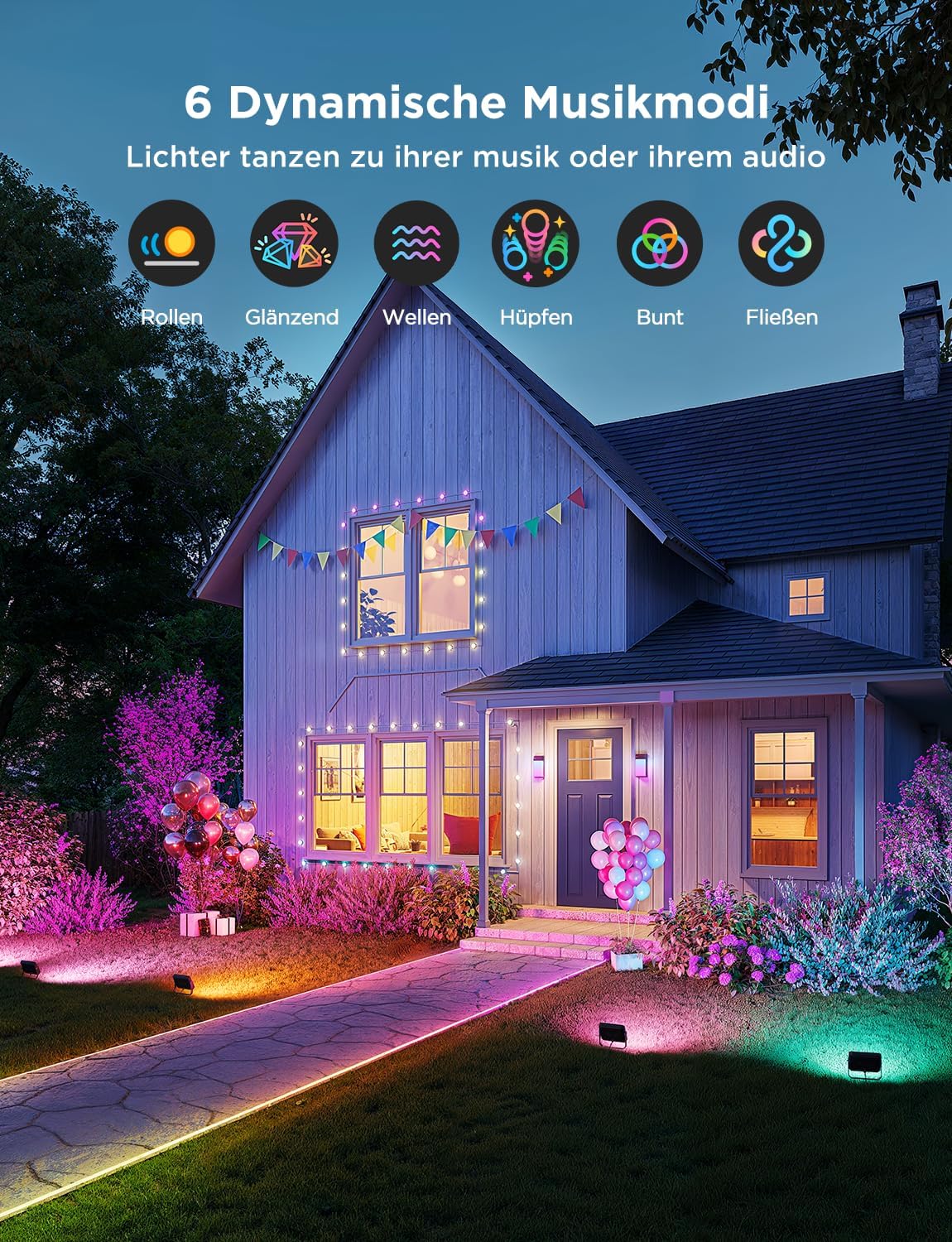Govee Outdoor LED Strahler 48W, RGB Strahler Außen mit Kalt/Warmweißes Licht Bis zu 4000LM, Kompatibel mit Alexa, Matter, 50+ Szenen, IP66 Wasserdicht Flutlicht für Garten, Landschaft Deko, 4pcs