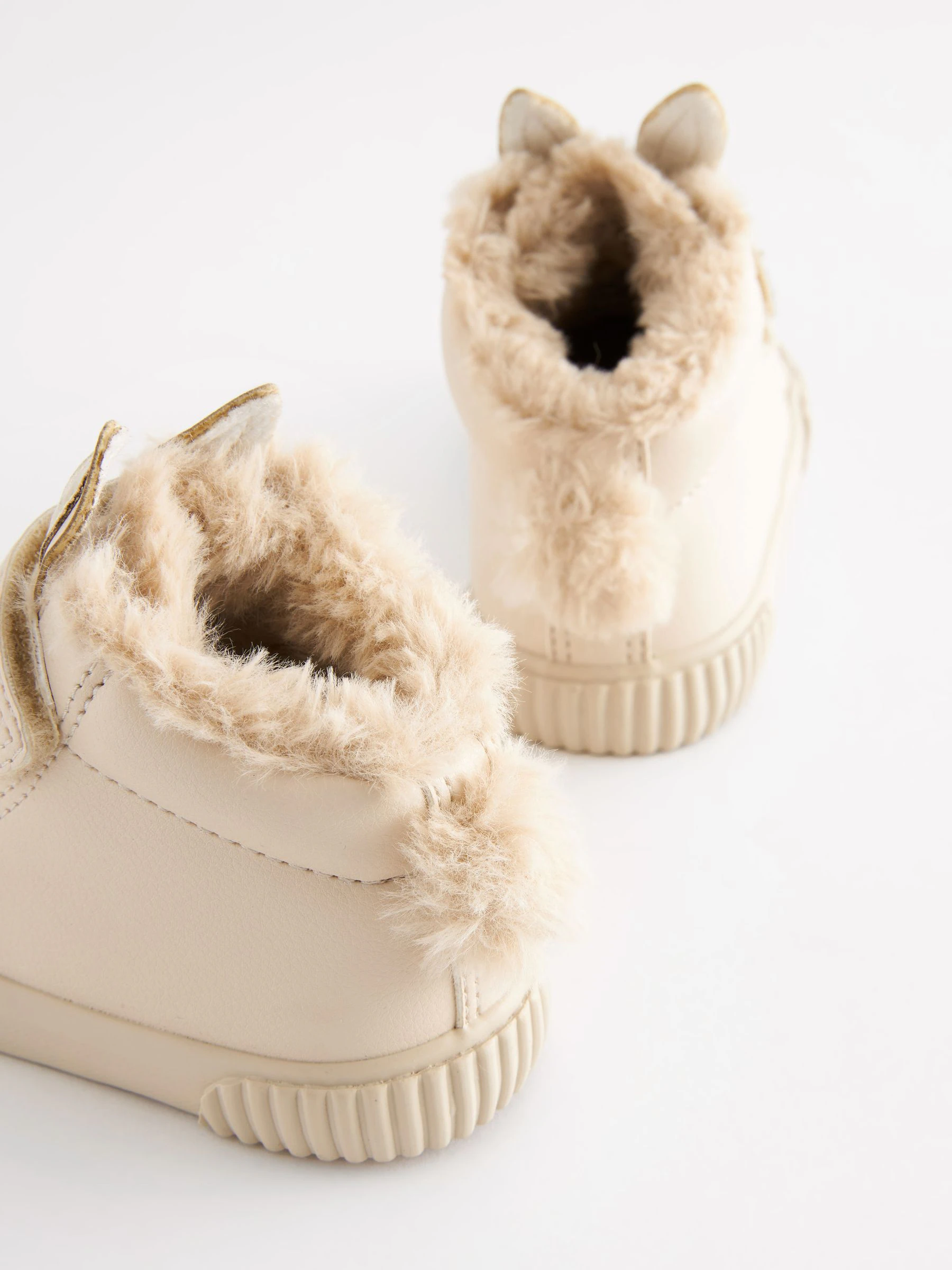 Lichtbeige met konijn - Hoge sneakers met klittenbandsluiting
