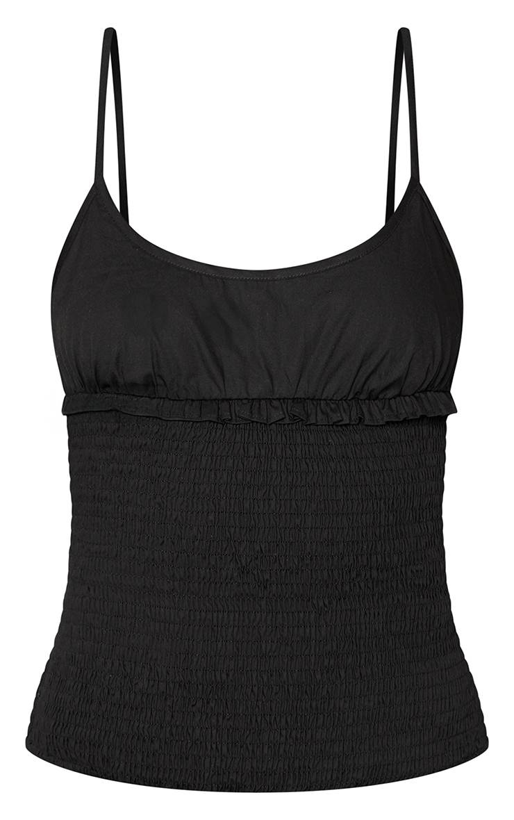 Noir Haut Corset Froncé En Coton