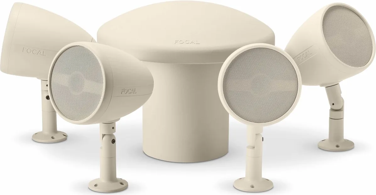 Focal Pack 4.1 4x OD Sat 5 Crème   1x OD Sub 12 Crème Enceintes d'extérieur