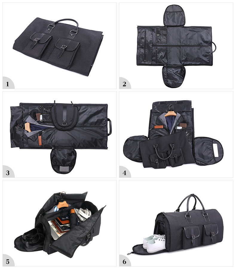 3in1 Faltbare Reise Tasche Multifunktions Business Bag mit Integrierter Kleidertasche   Schuhfach - Schwarz
