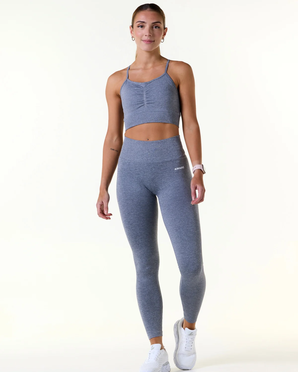 AWARE Scrunch Seamless Sport Top Dark Grey Melange
