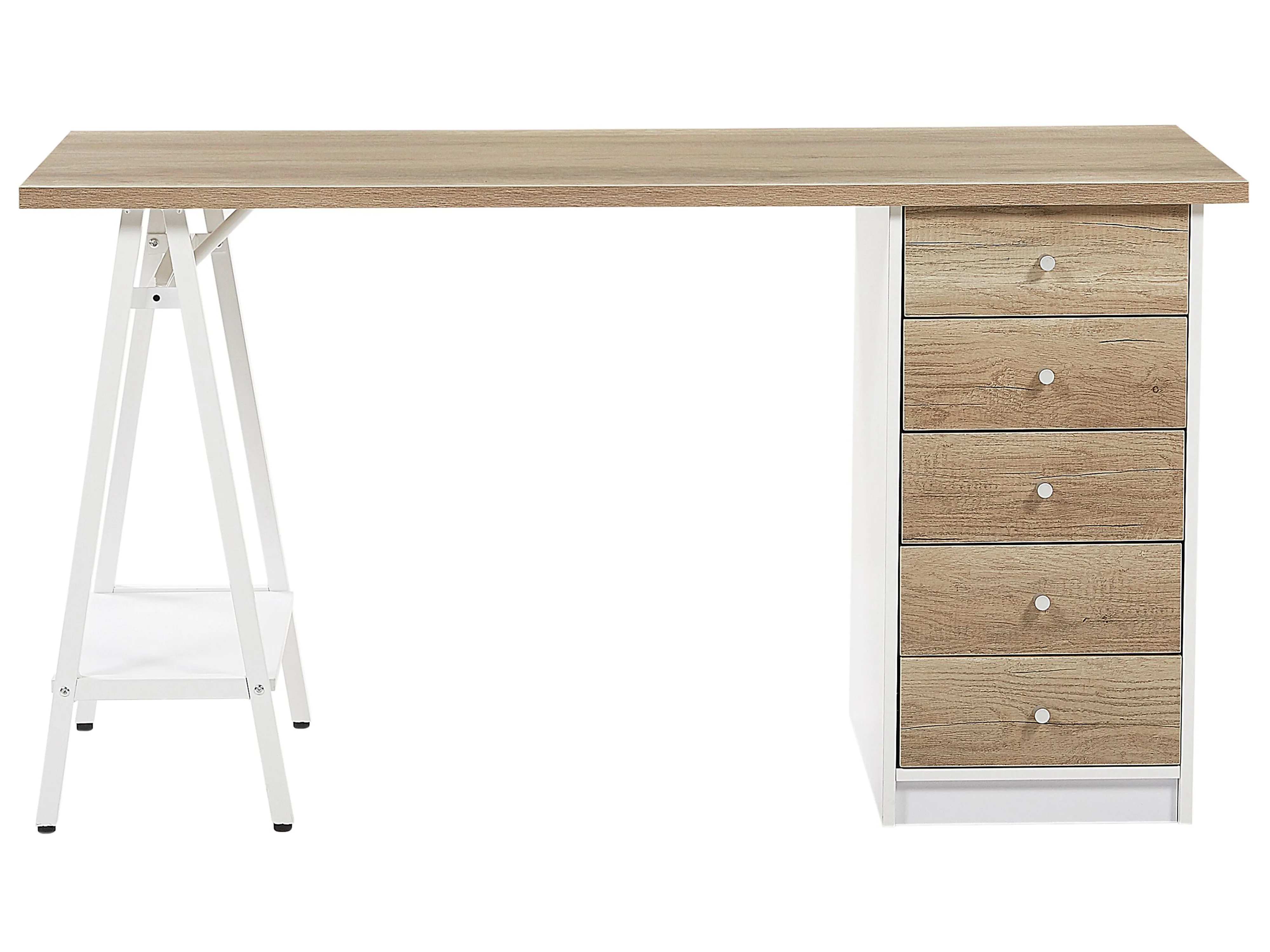 Bureau HEBER Bruin/wit 140 cm 60 cm met lades