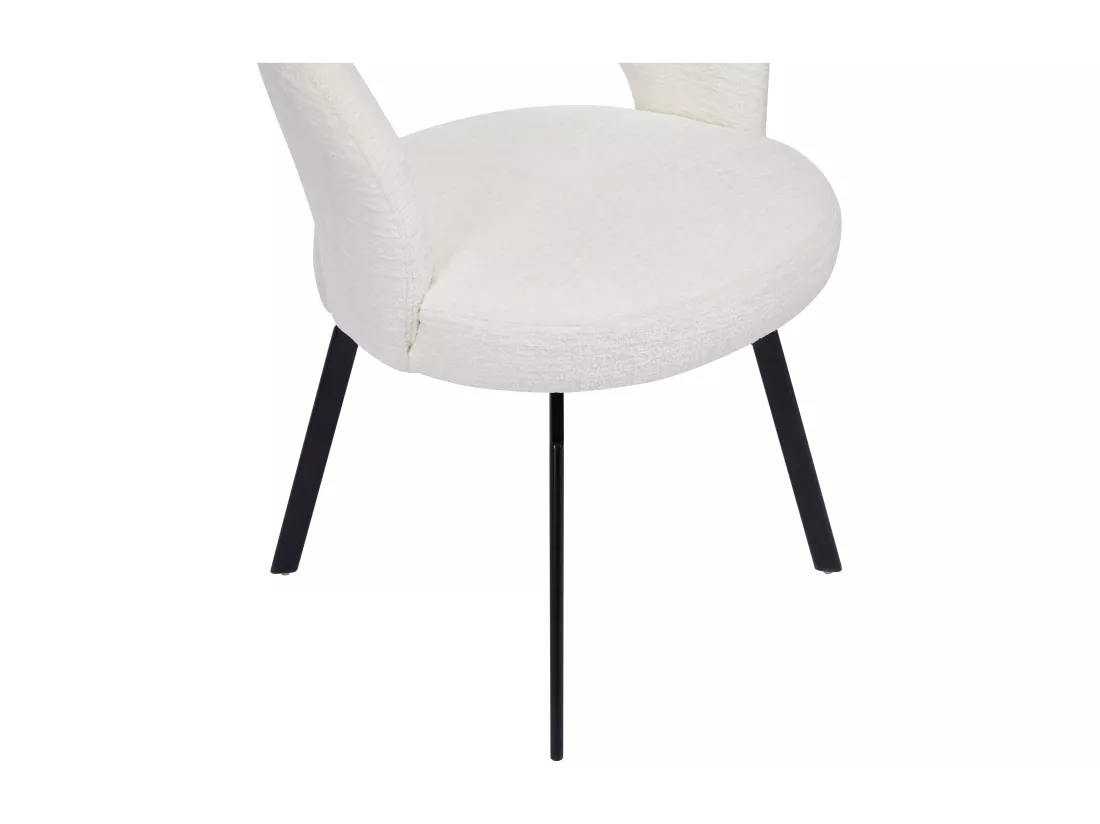 Lot de 6 chaises pivotantes en tissu texturé et métal noir - Crème - MILEANE