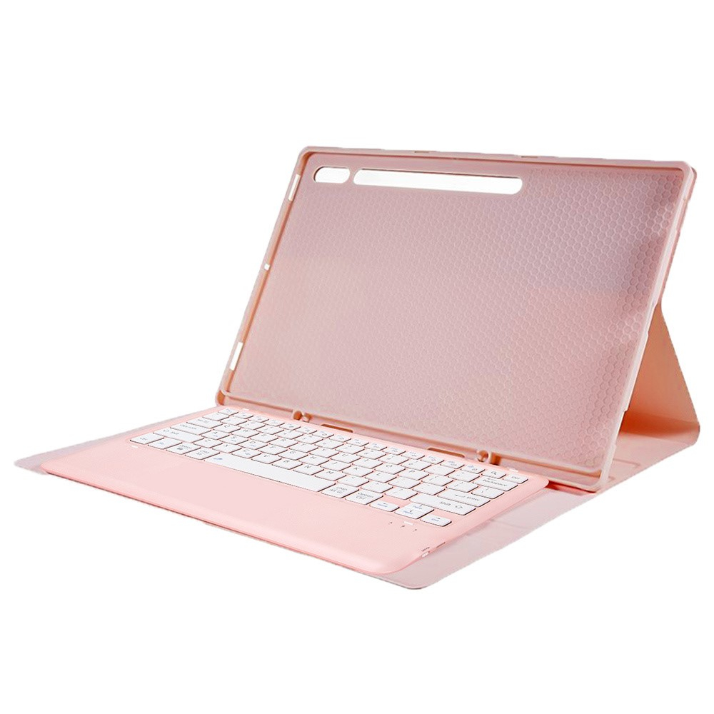 Samsung Galaxy Tab S9 Ultra Leder Tasche mit abnehmbarer Bluetooth Tastatur Keyboard   S-Pen Halterung (QWERTY) - Rosa
