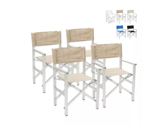 Lot de 4 chaises pliante portable aluminium plage jardin camping KALOT