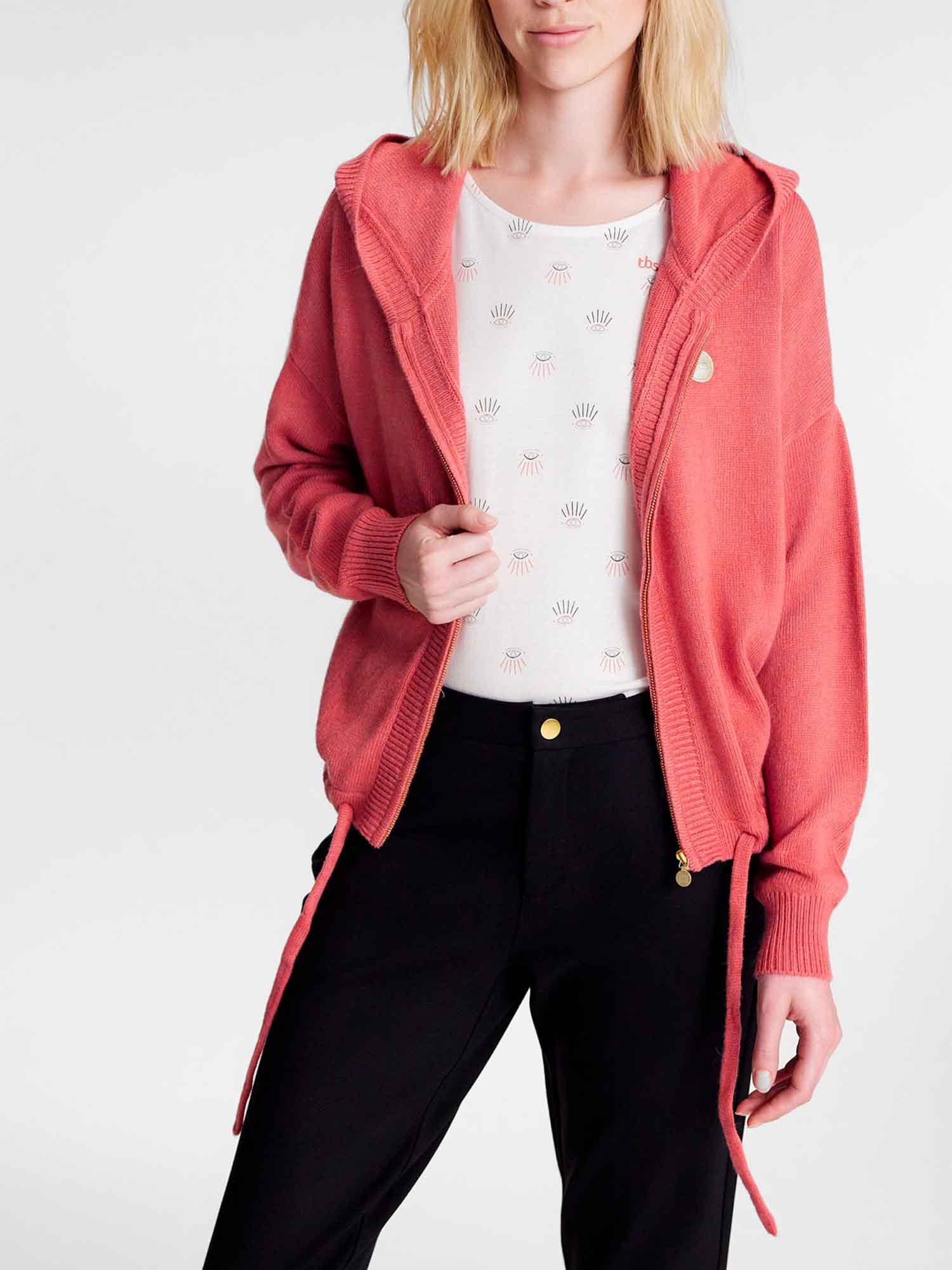 Gilet Zippé Femme Rose