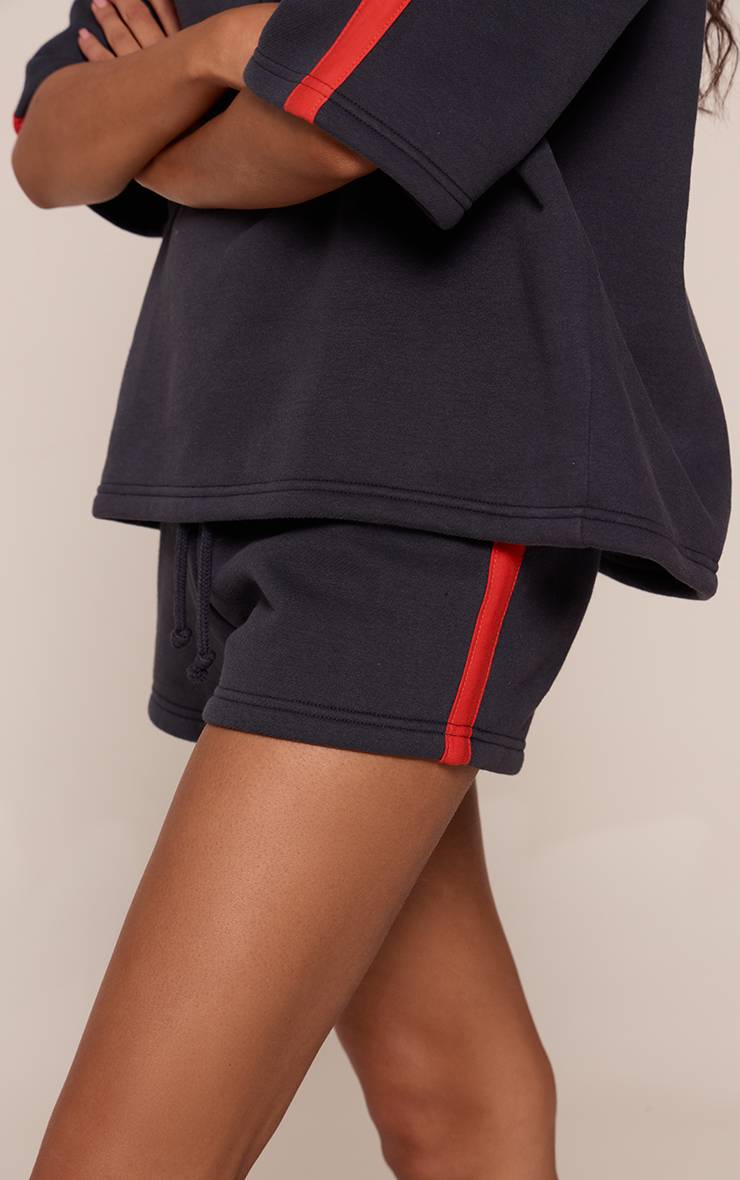 Bleu Marine Short De Jogging Ajusté À Bandes Latérales
