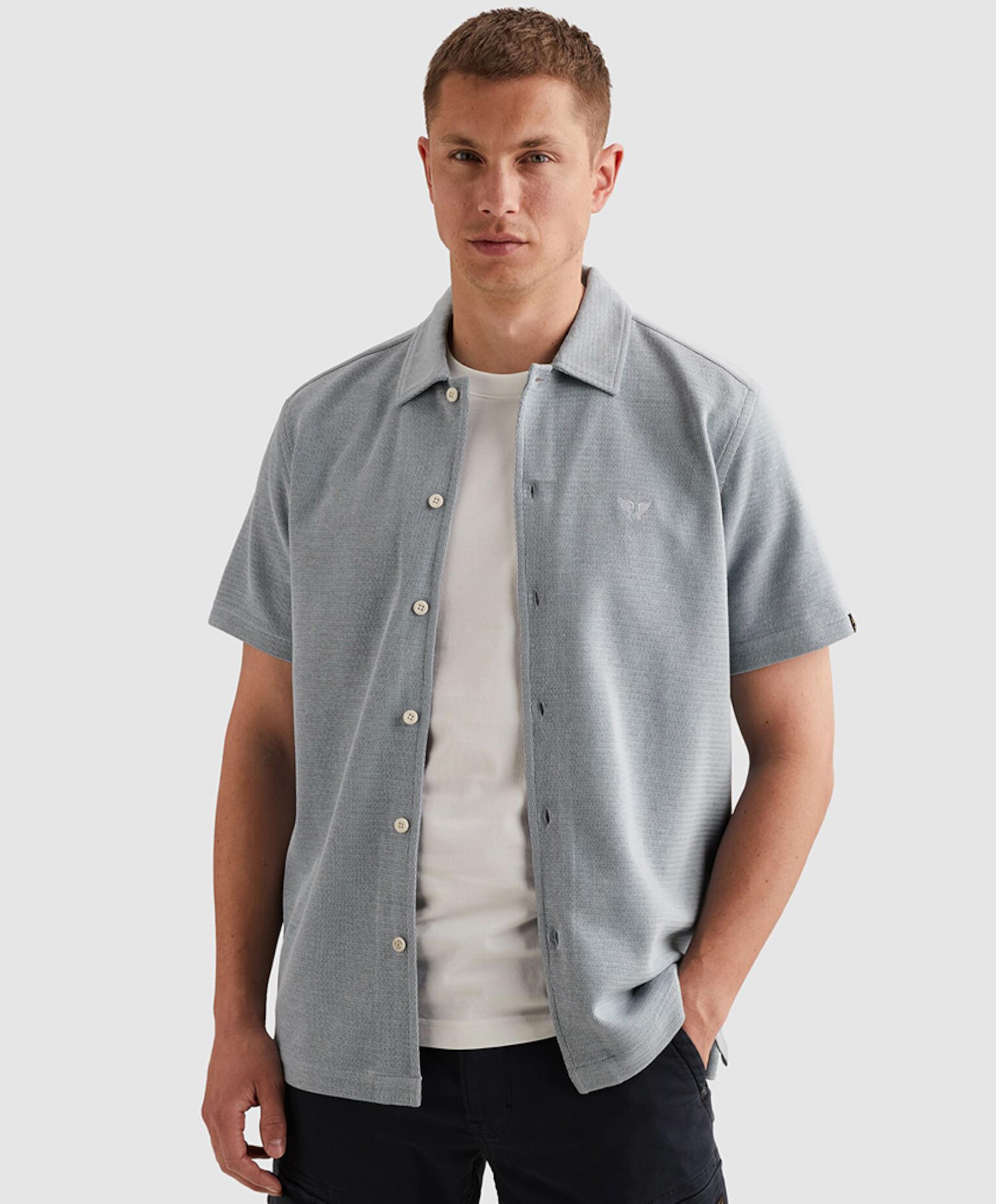 PME Legend Heren overhemd korte mouw blauw