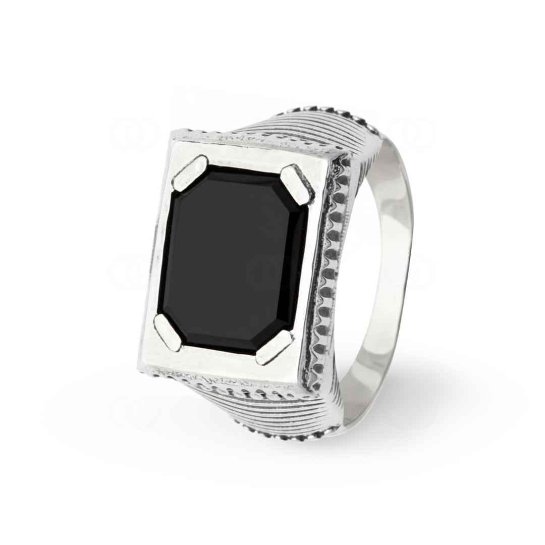 Herrenring Quantum 925 Silber verziert mit schwarzem Achat