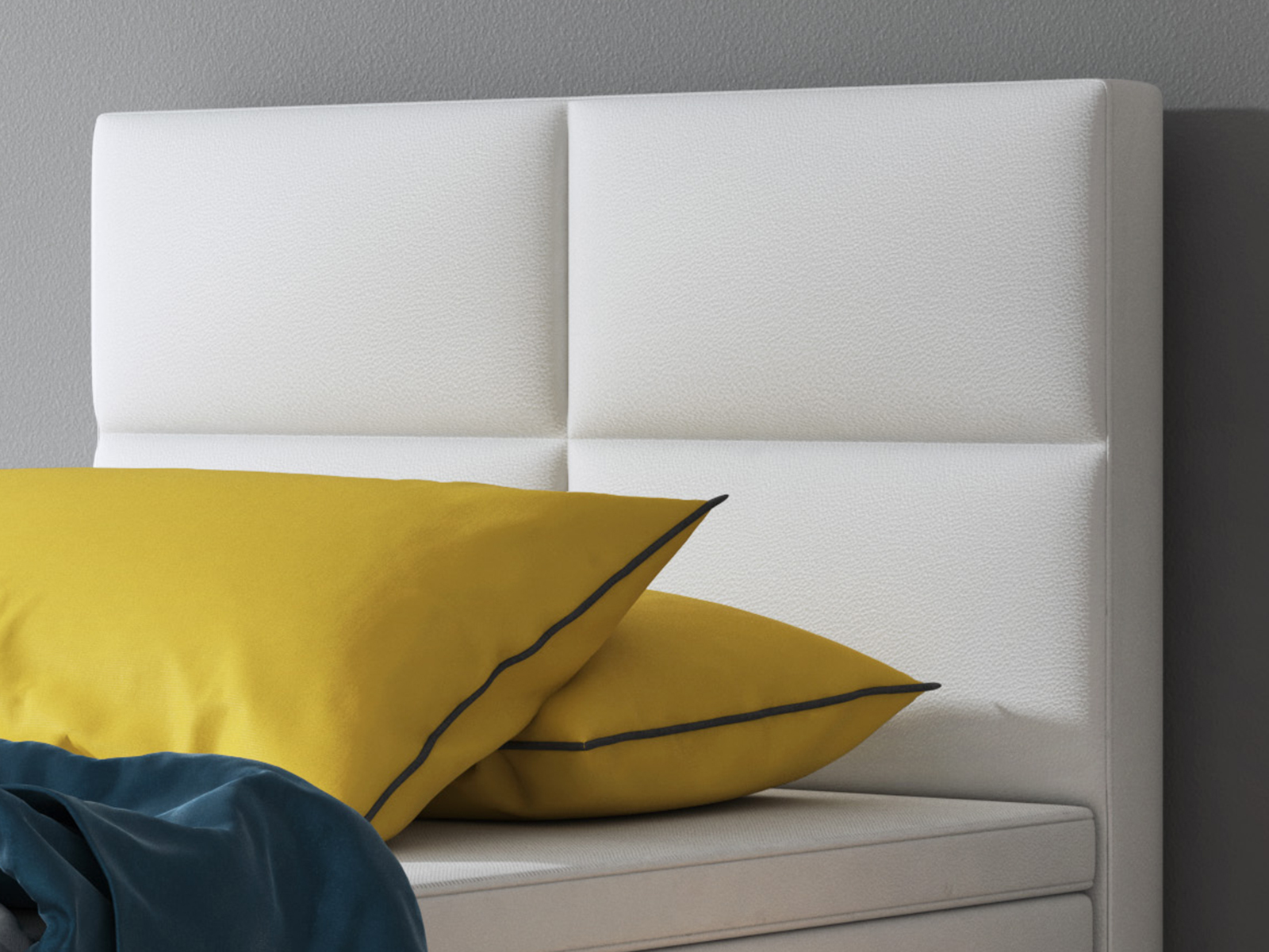 Boxspringbett - weiß - Kunstleder - H3 - 90x200 cm