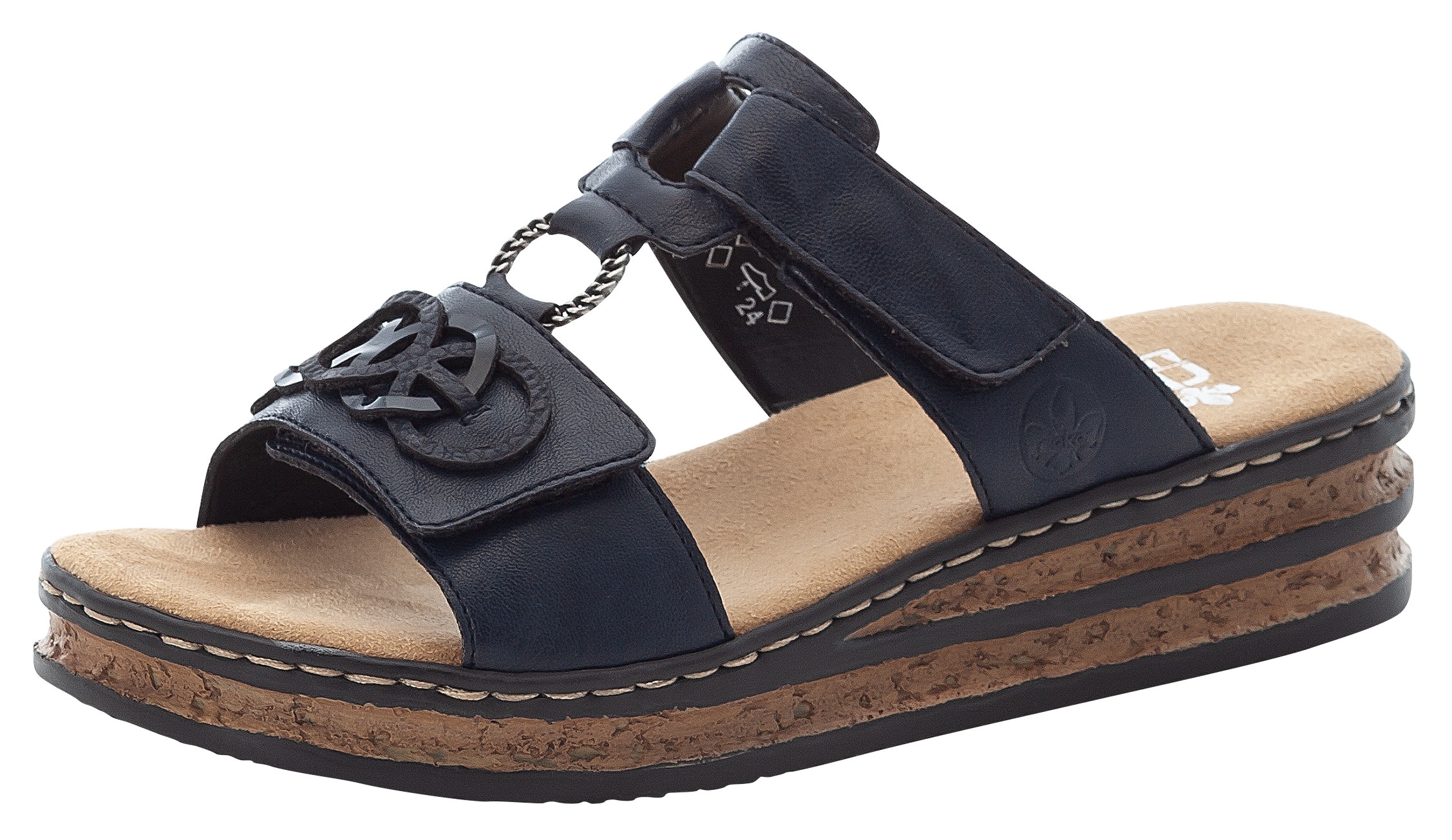 Rieker Pantolette  , Plateau, Sommerschuh, Schlappen mit Schmuckelementen