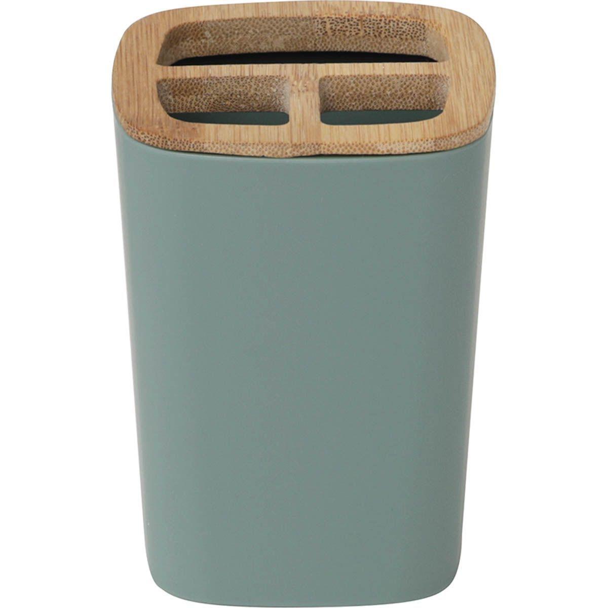 PORTE BROSSE A DENTS RUBBER ET ABS BAMBOU VERT SAUGE