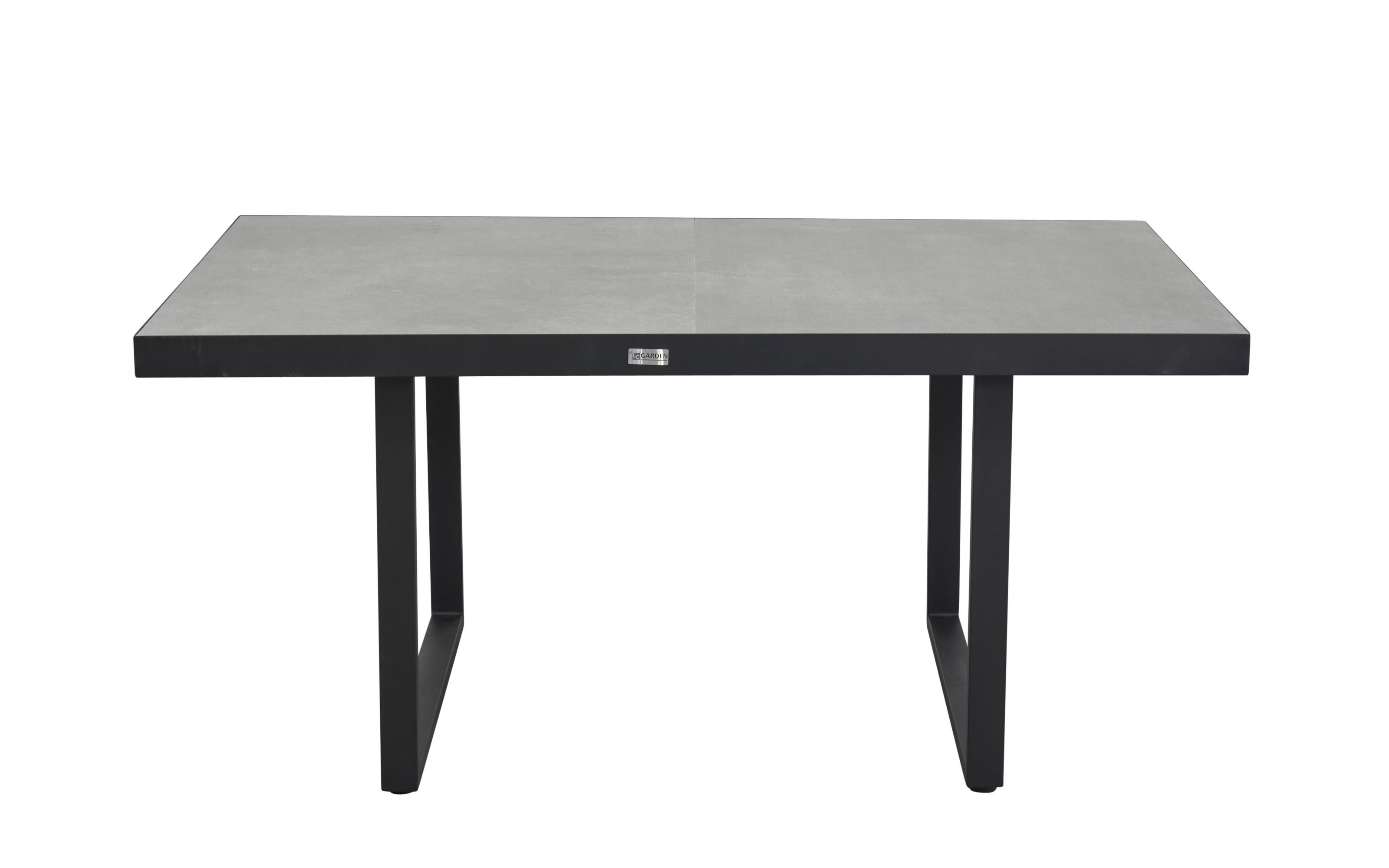 Diningtisch Sondrino, Aluminiumgestell in schwarz, Tischplatte betonfarbend