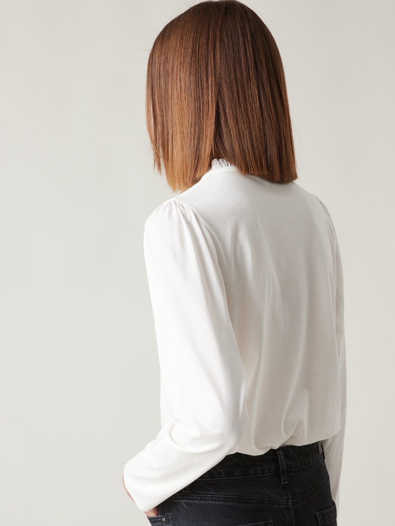 T-shirt col volanté femme - modal et coton bio