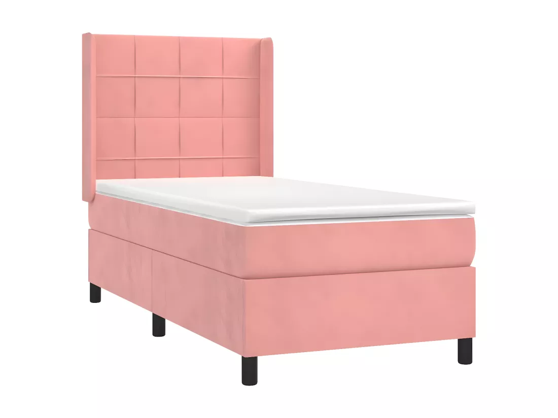 Sommier tapissier avec matelas et LED Rose 90x190 cm Velours